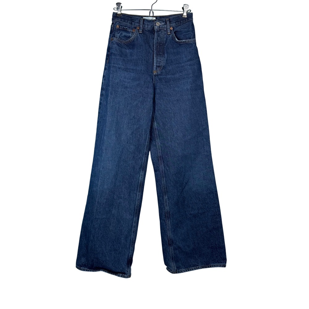 AGOLDE Dame Button Fly Wide Leg Jeans Dark Indigo Blue 100% Cotton A198-1371 23